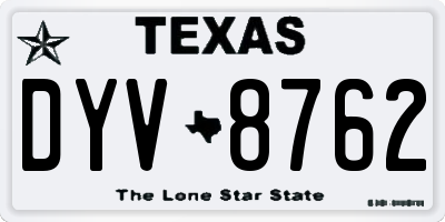 TX license plate DYV8762