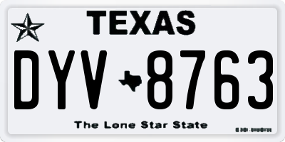 TX license plate DYV8763