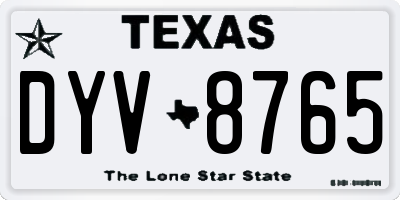 TX license plate DYV8765