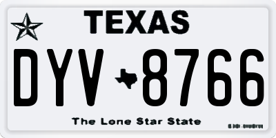 TX license plate DYV8766