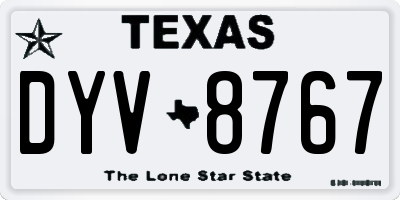 TX license plate DYV8767