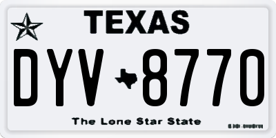 TX license plate DYV8770
