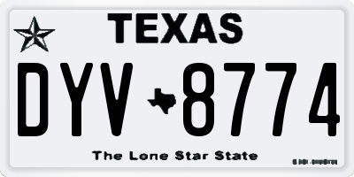 TX license plate DYV8774