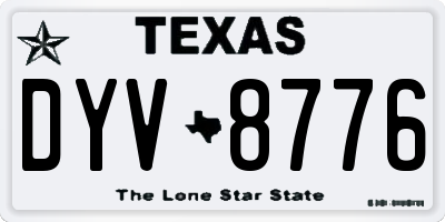 TX license plate DYV8776
