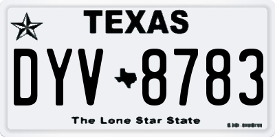 TX license plate DYV8783