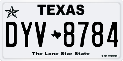 TX license plate DYV8784