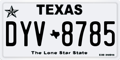TX license plate DYV8785