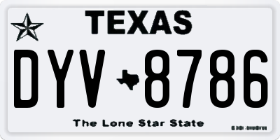 TX license plate DYV8786