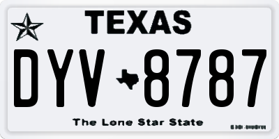 TX license plate DYV8787