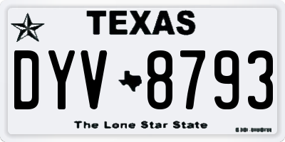 TX license plate DYV8793