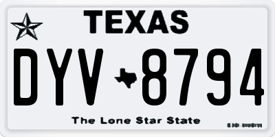TX license plate DYV8794