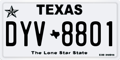 TX license plate DYV8801