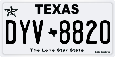 TX license plate DYV8820
