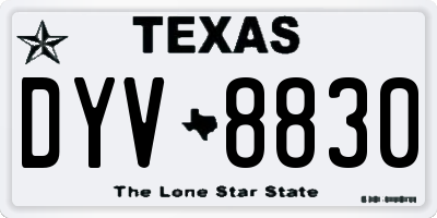TX license plate DYV8830