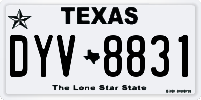 TX license plate DYV8831