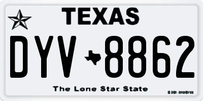 TX license plate DYV8862