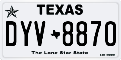 TX license plate DYV8870