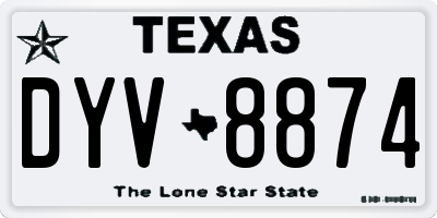 TX license plate DYV8874
