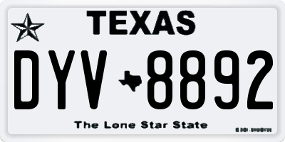 TX license plate DYV8892