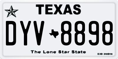 TX license plate DYV8898