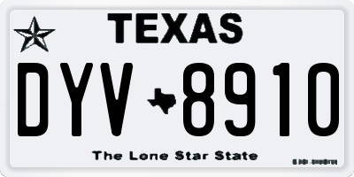 TX license plate DYV8910