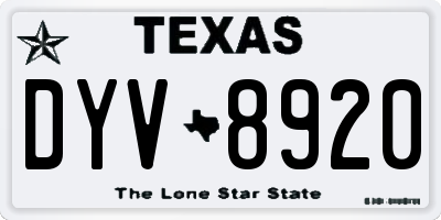 TX license plate DYV8920