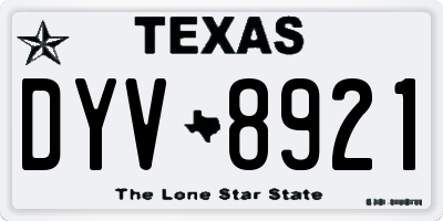 TX license plate DYV8921