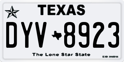 TX license plate DYV8923