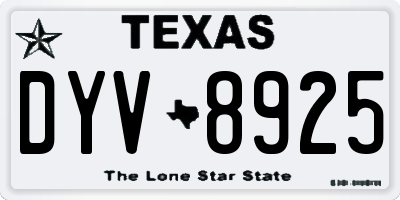 TX license plate DYV8925