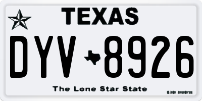 TX license plate DYV8926