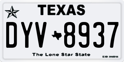 TX license plate DYV8937