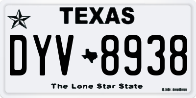 TX license plate DYV8938