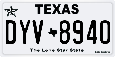 TX license plate DYV8940
