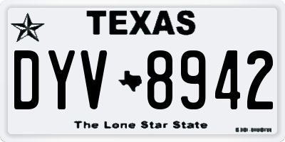 TX license plate DYV8942