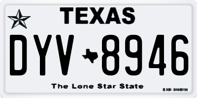 TX license plate DYV8946