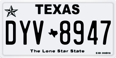 TX license plate DYV8947