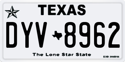TX license plate DYV8962