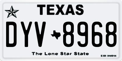 TX license plate DYV8968