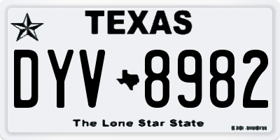 TX license plate DYV8982