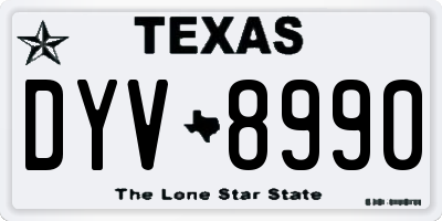 TX license plate DYV8990