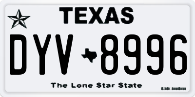 TX license plate DYV8996