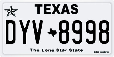 TX license plate DYV8998