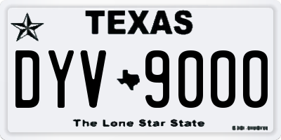TX license plate DYV9000