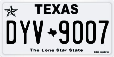 TX license plate DYV9007