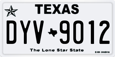 TX license plate DYV9012