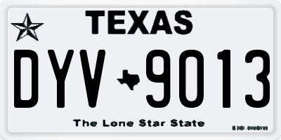 TX license plate DYV9013