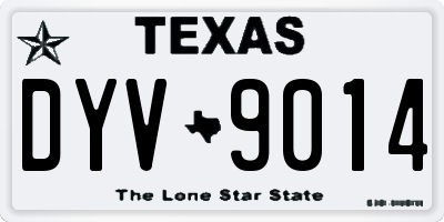 TX license plate DYV9014