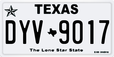 TX license plate DYV9017