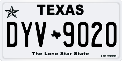 TX license plate DYV9020