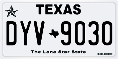 TX license plate DYV9030